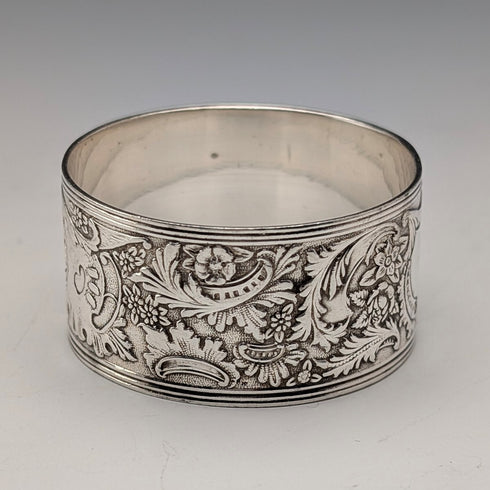Antique British silver plate napkin rings, set of 6
